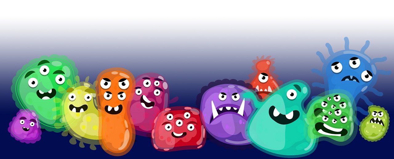 Microorgamnism characters looking angry