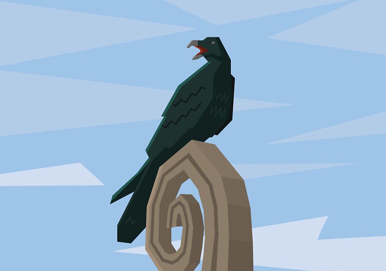 A raven perched on the prow of a Viking longship helped the navigators to find new land.