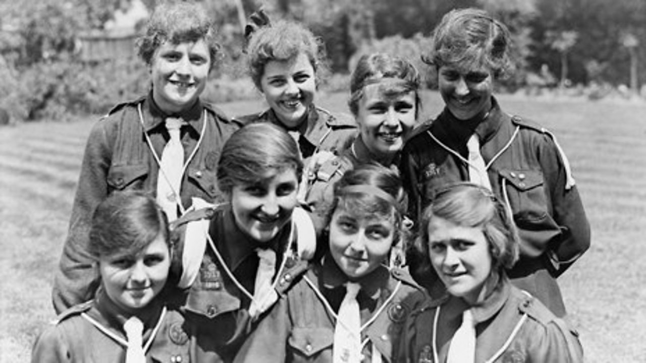 A photograph of a group of Girl Guides during World War One