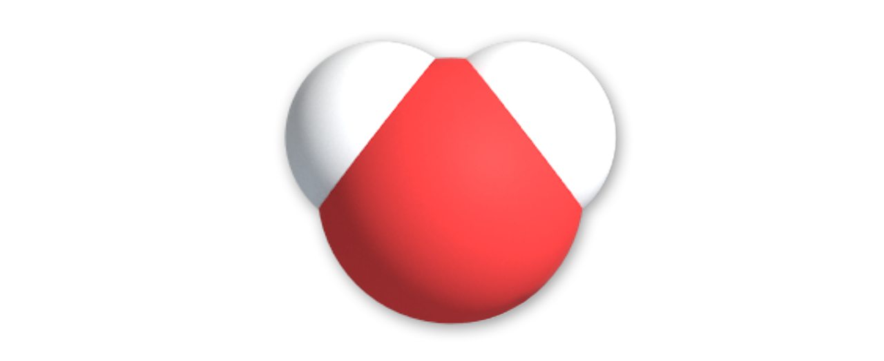 A water molecule is made up of two hydrogen atoms joined to one oxygen atom.