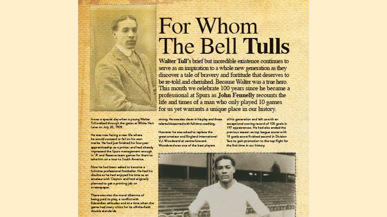 An article by John Fennelly about Walter Tull from Tottenham Hotspur magazine 'Hotspur'