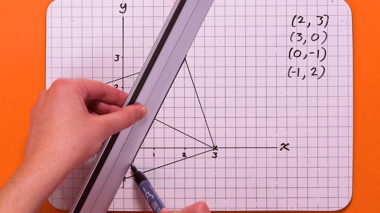 Draw two straight lines from corner to corner.