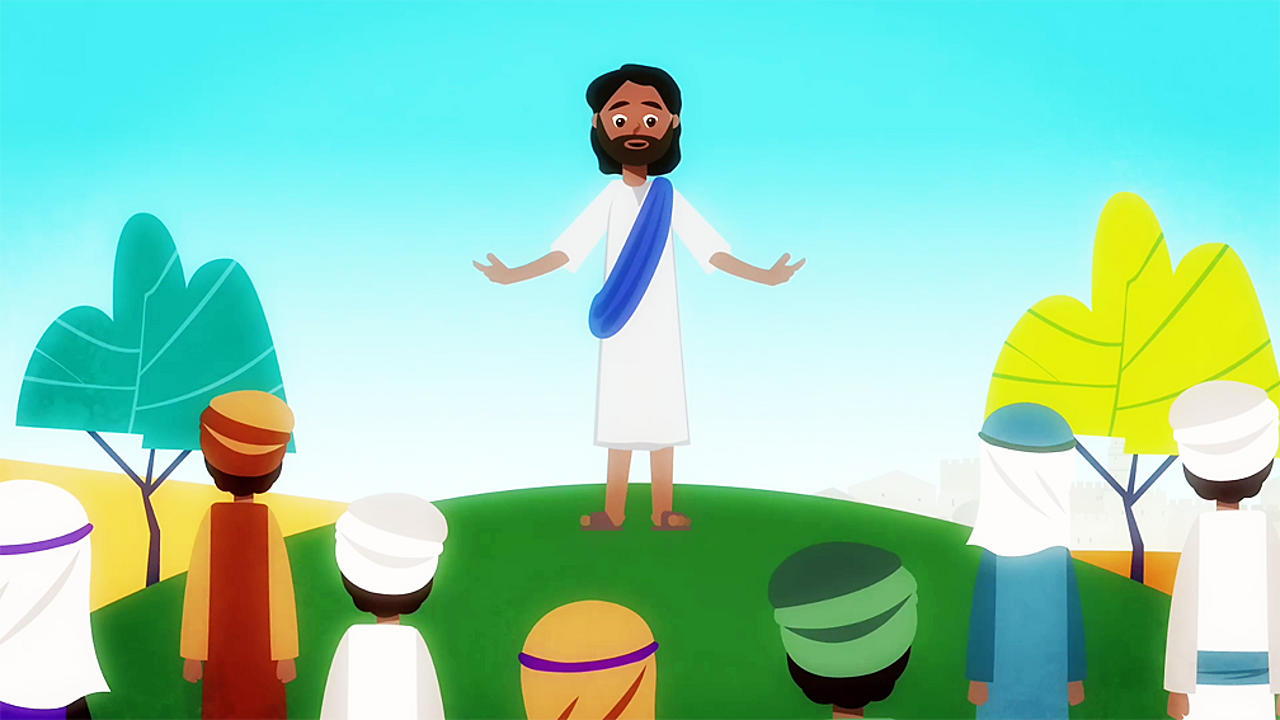 Jesus preaching to His followers