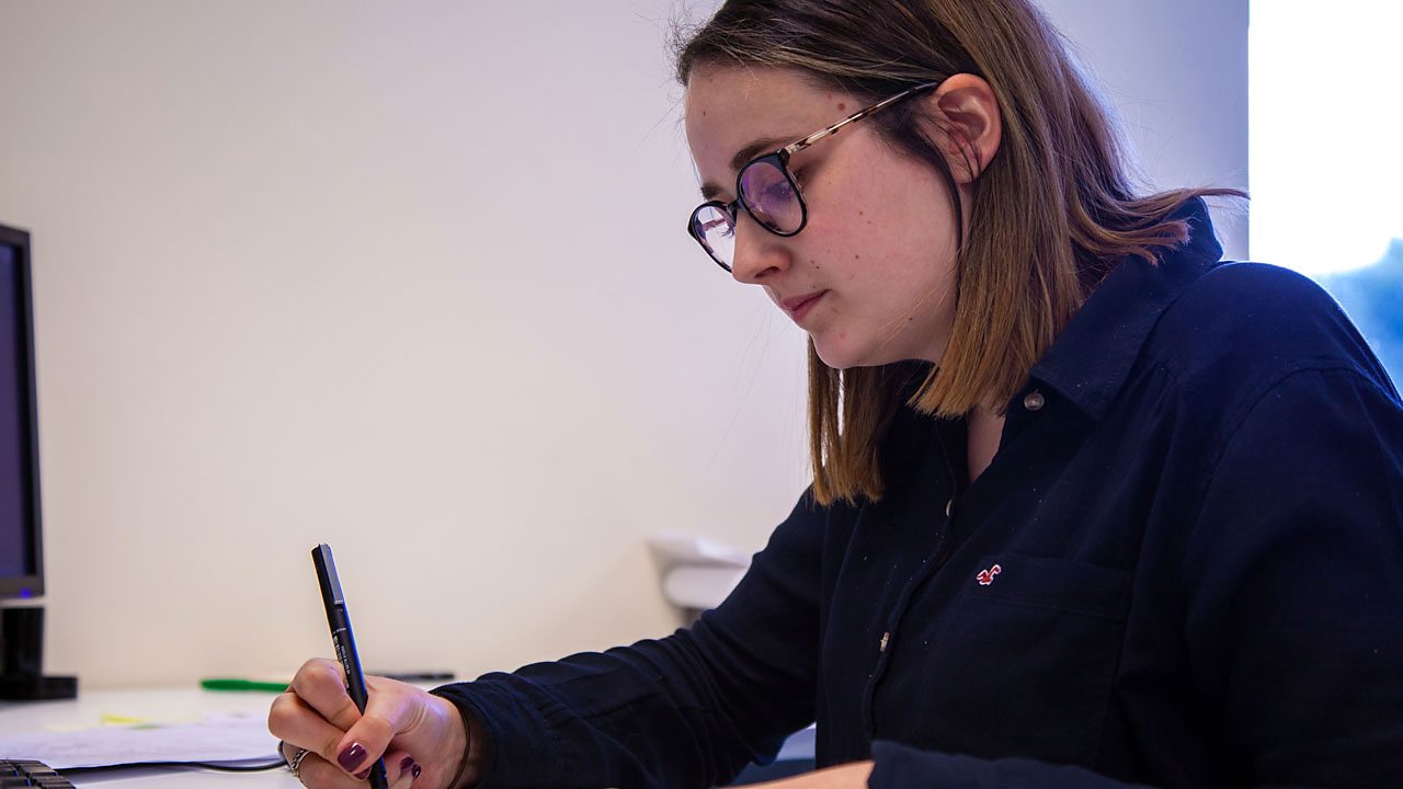 Hannah at work.