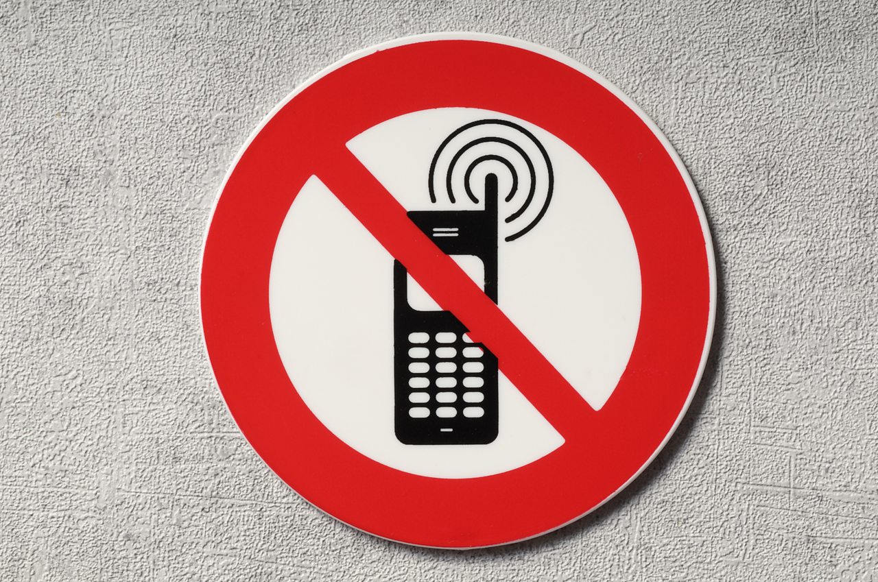 no mobile phones sign