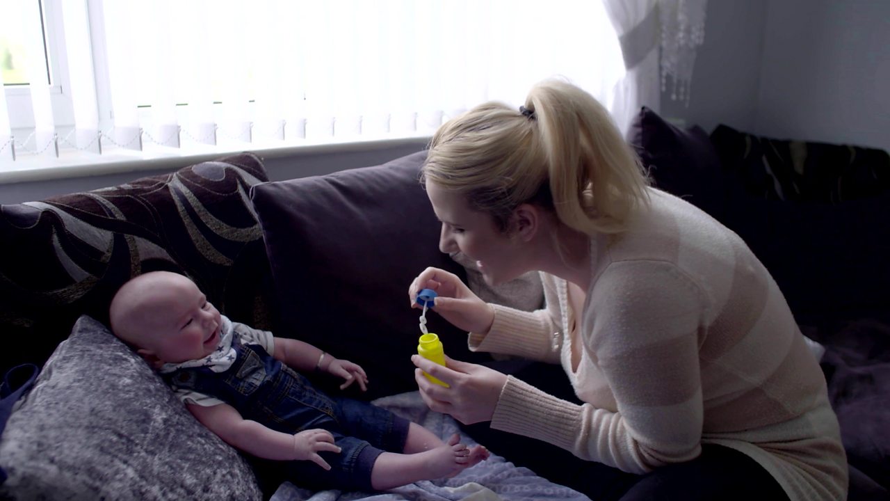 Sensory play with baby Blowing bubbles BBC Tiny Happy People