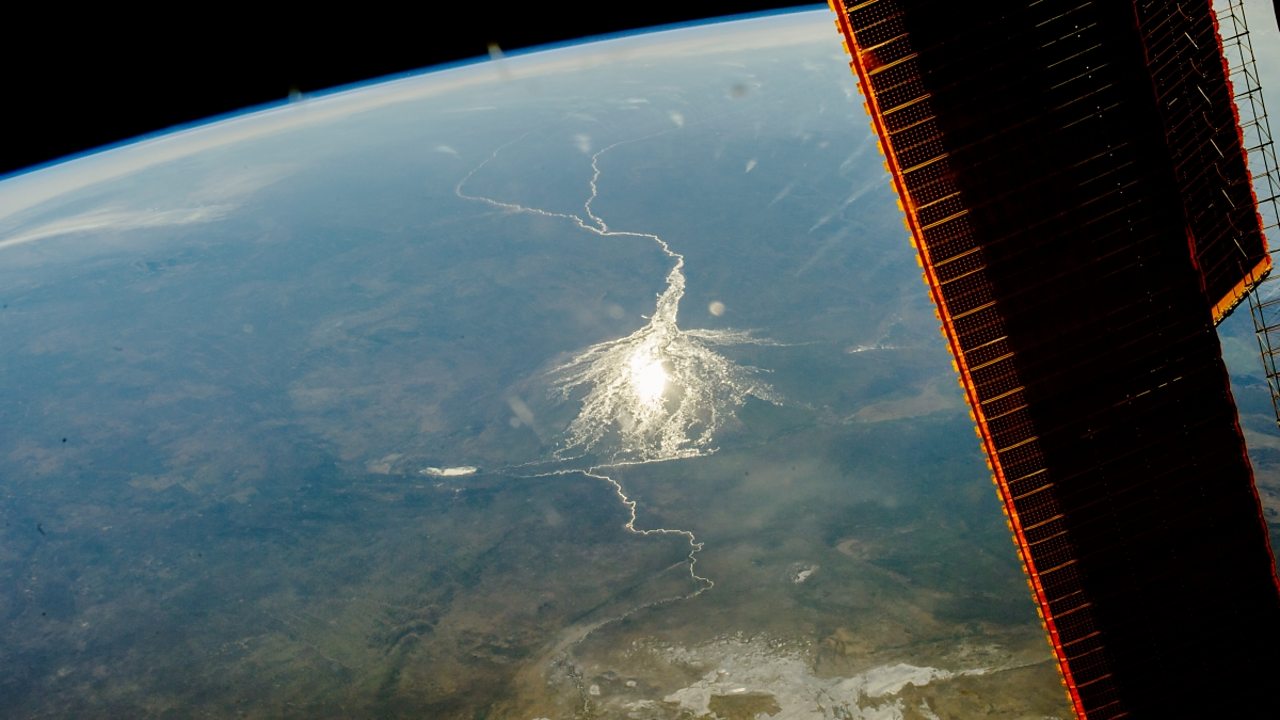 Okavango delta in Botswana, Africa, seen from space