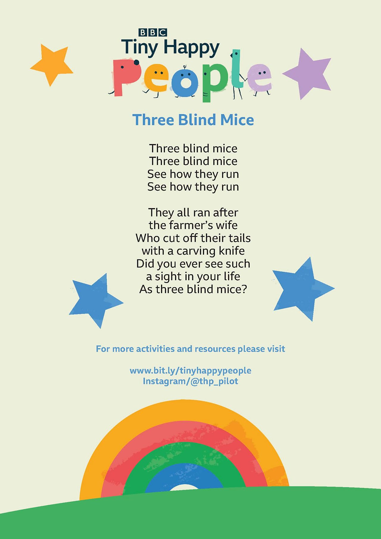 Nursery Rhyme Song Sheets To Download - BBC Tiny Happy People