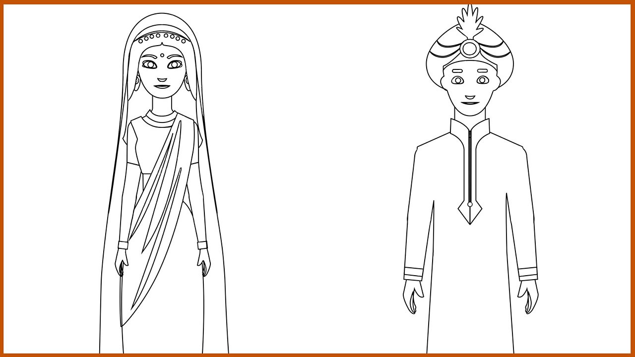Outline drawing - King and Queen