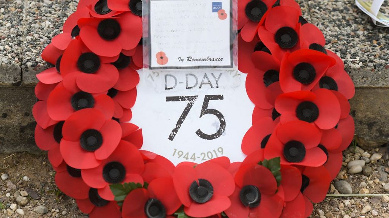 A poppy wreath commemorating the 75th anniversary of D-Day