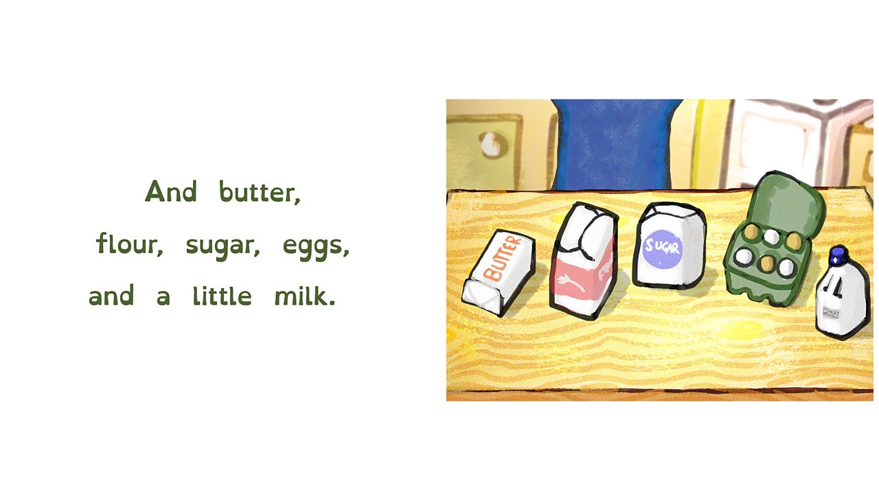 Ingredients for making a cake.