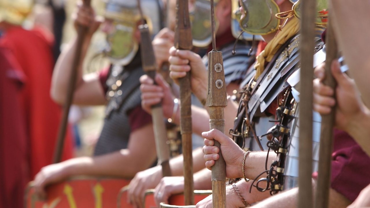 Roman soldiers stood in a line