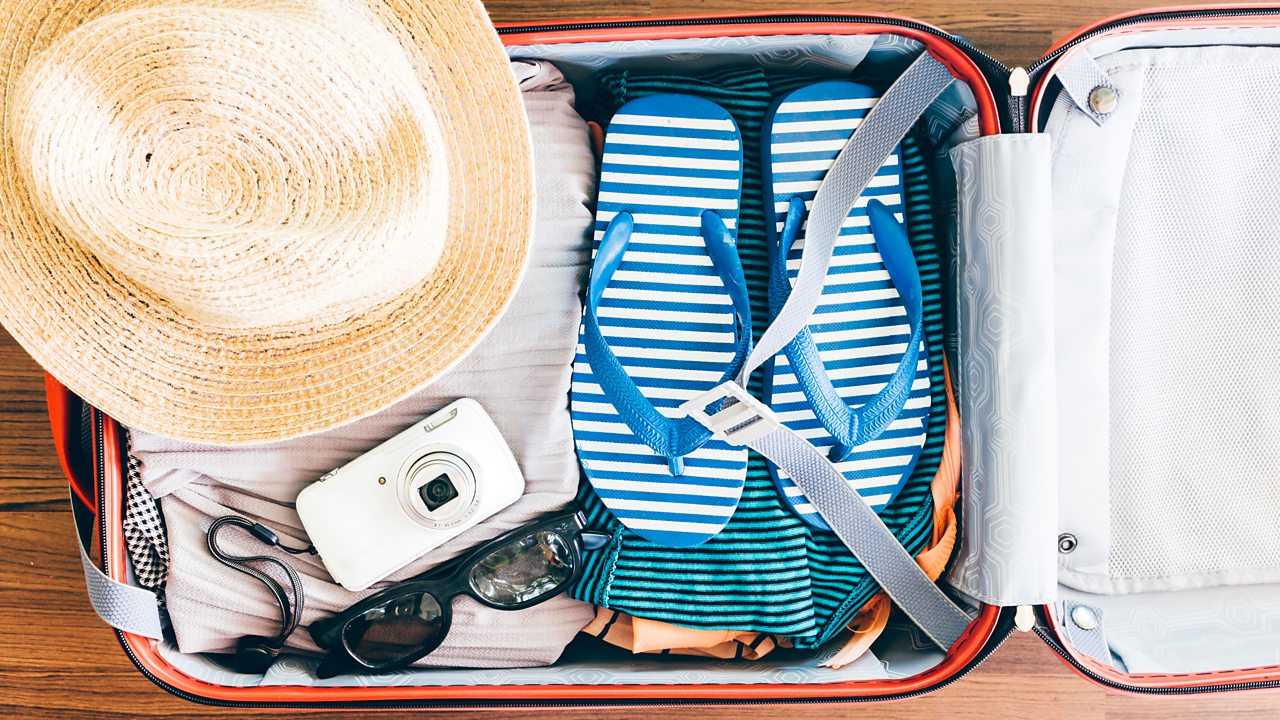 A packed suitcase.