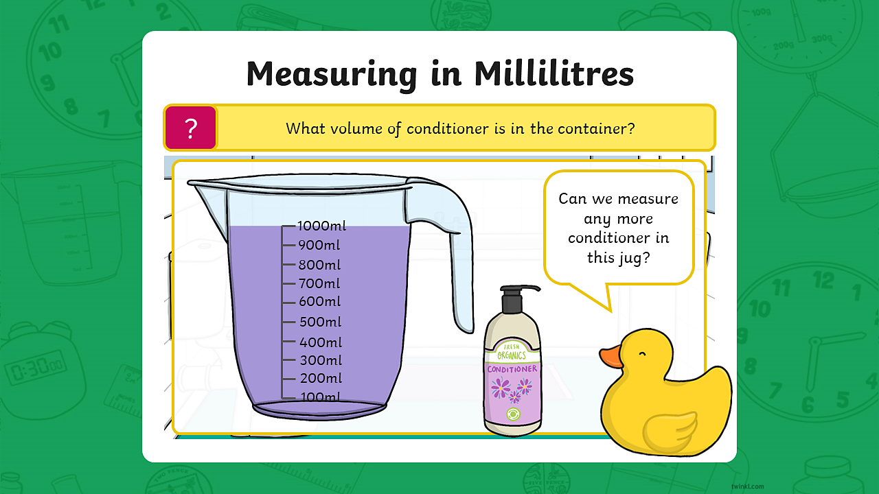 Measuring in millilitres Homeschool lessons in Primary Maths Year 2