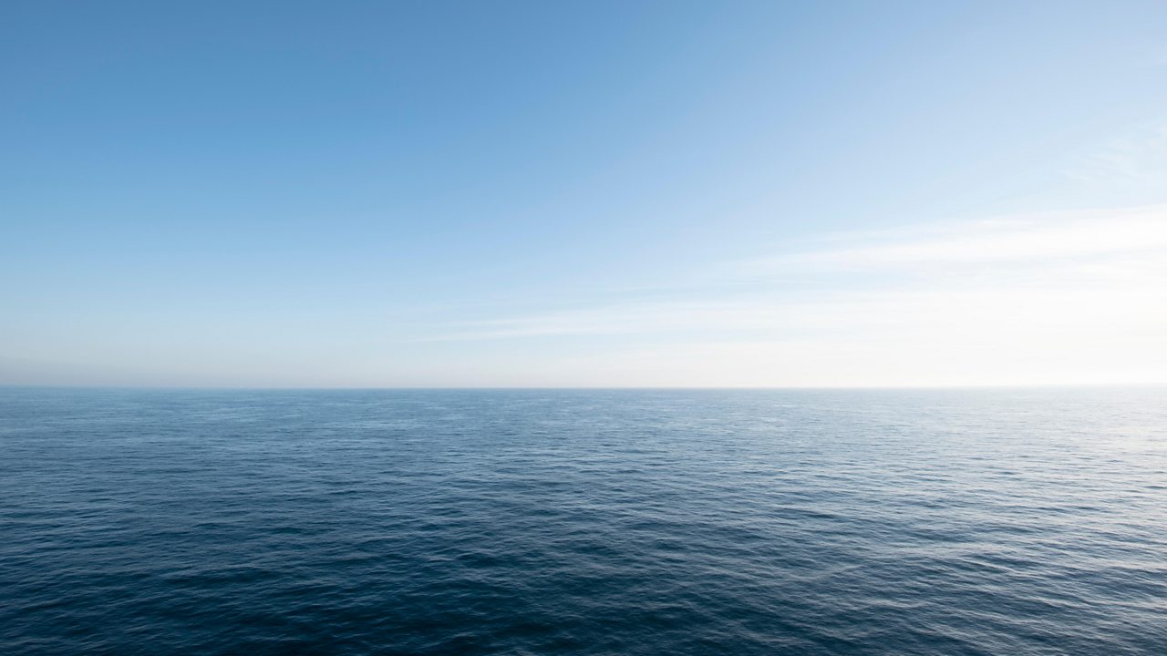 The sea on a clear, cloudless day