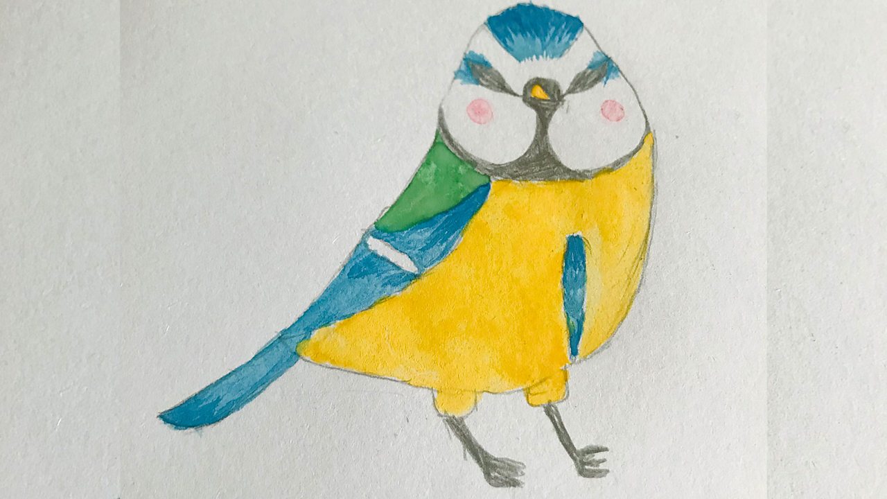 A drawing of a blue tit
