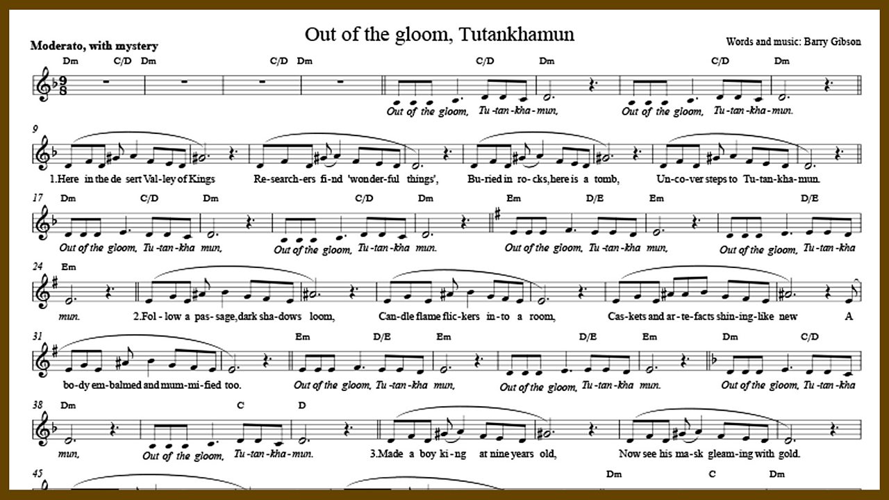 Out of the gloom, Tutankhamun - Music