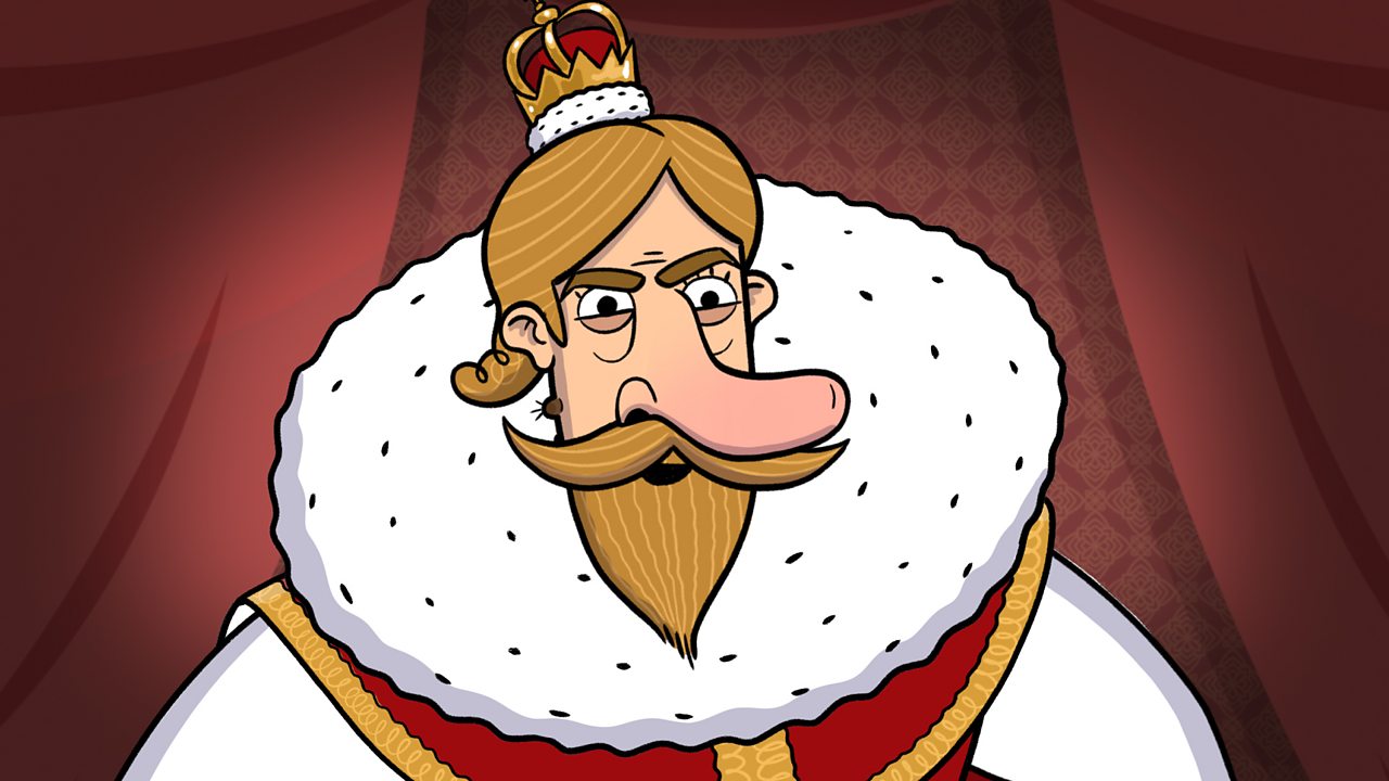 A cartoon image of King James I