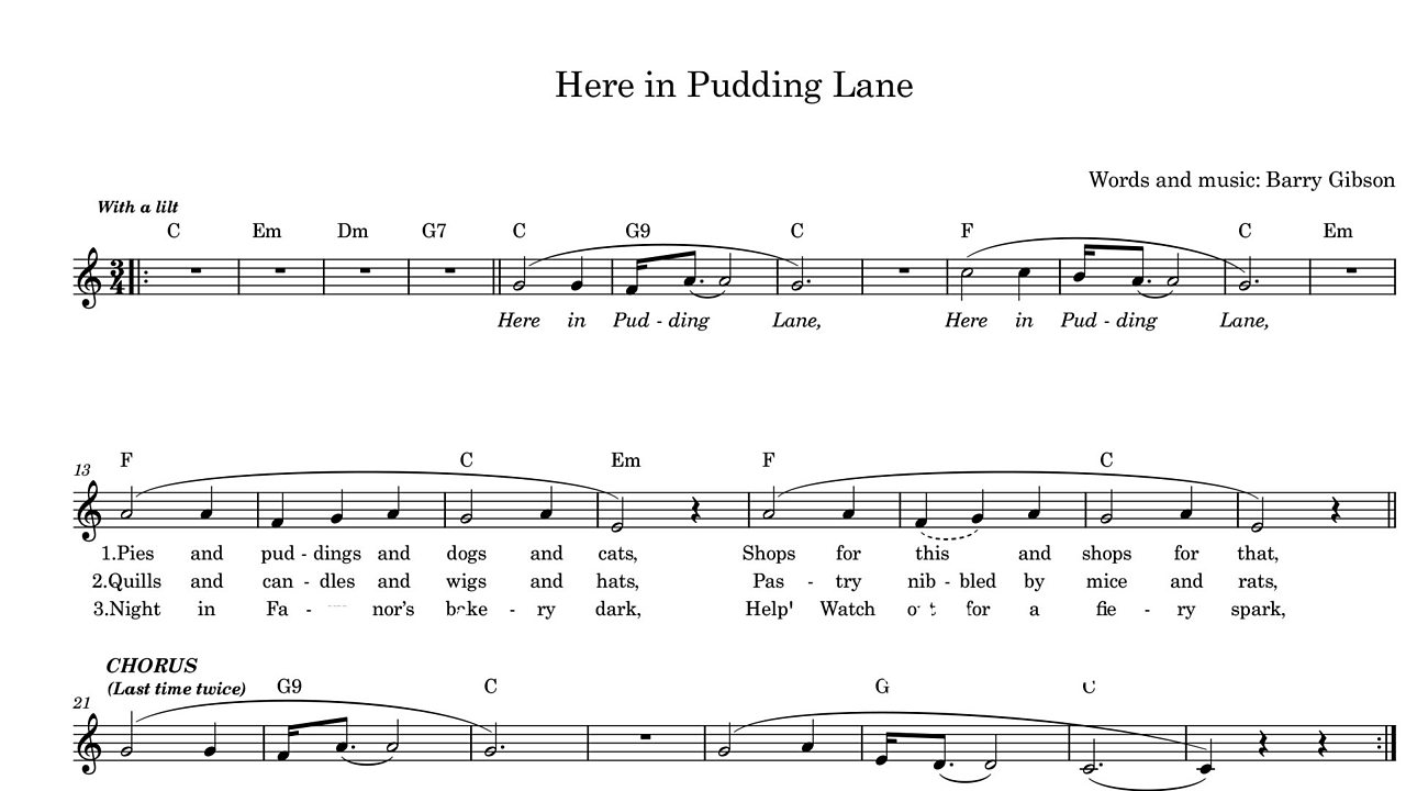 KS1 Music The Great Fire of London. 1 'Here in Pudding Lane' BBC Teach