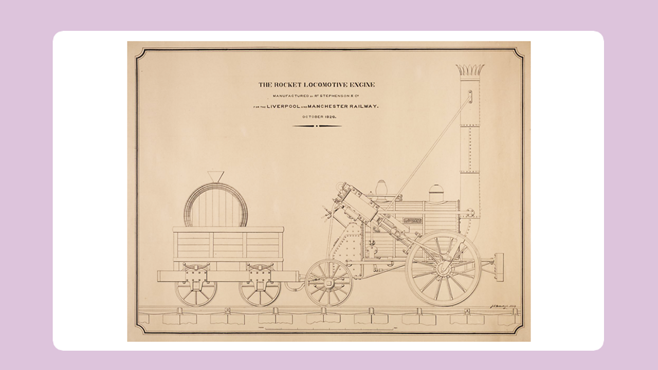 Drawing of Stephenson’s Rocket.