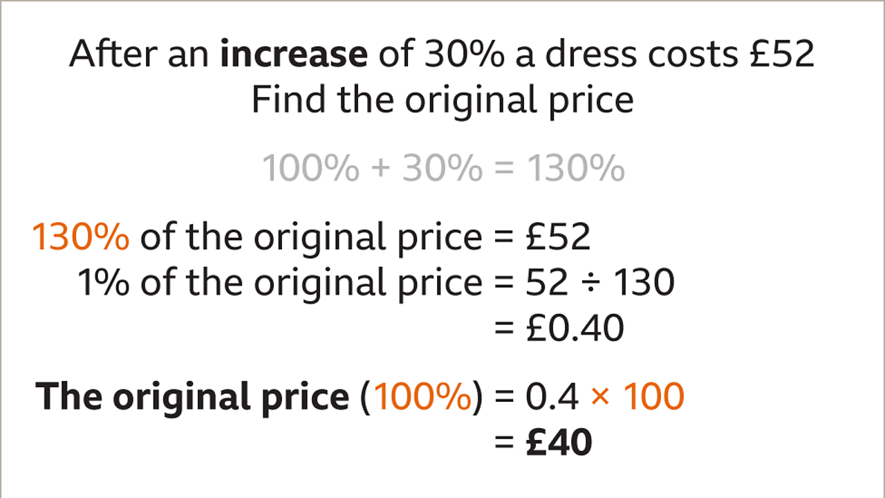 How to work out a percentage original value before percentage decrease ...