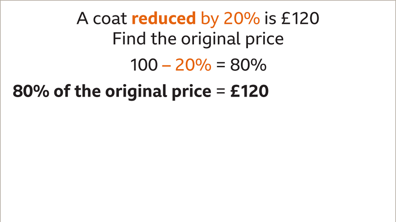 How to work out a percentage original value before percentage decrease ...