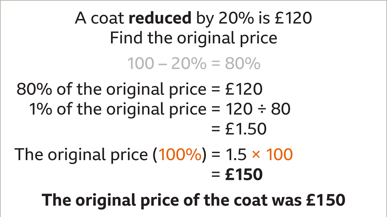 How to work out a percentage original value before percentage decrease