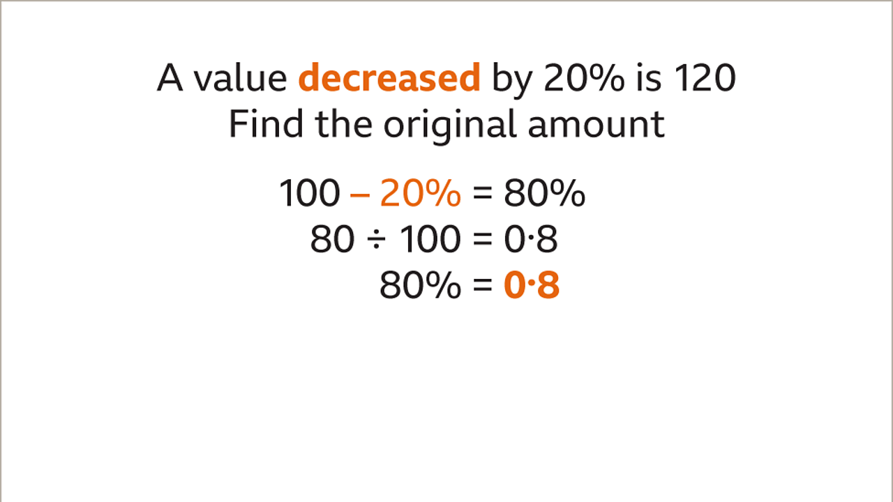 How to work out a percentage original value before percentage decrease