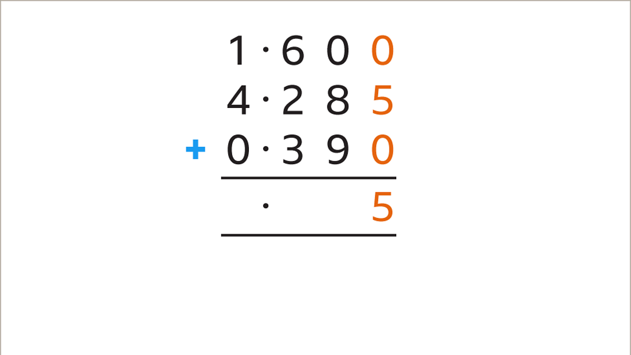 Underneath the zero, five and zero in the equation is five – all are highlighted.