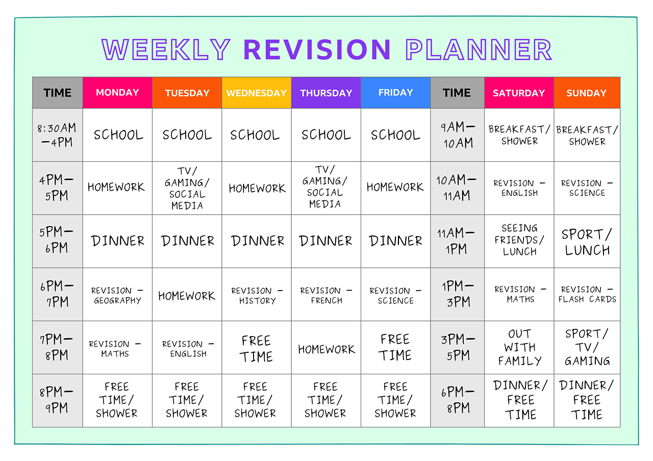 revision timetable meaning