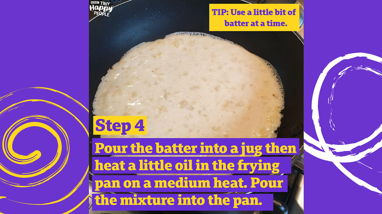 Pancake Day Banana pancake recipe BBC Tiny Happy People
