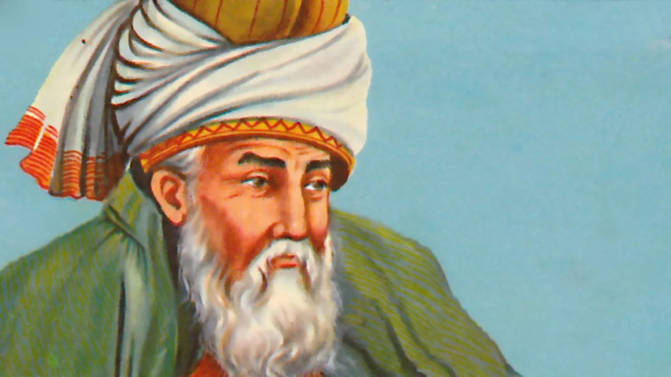 painting of Rumi gazing into the distance