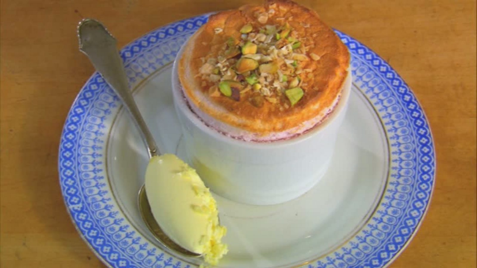 Strawberry soufflé with crumble topping and clotted cream recipe BBC Food