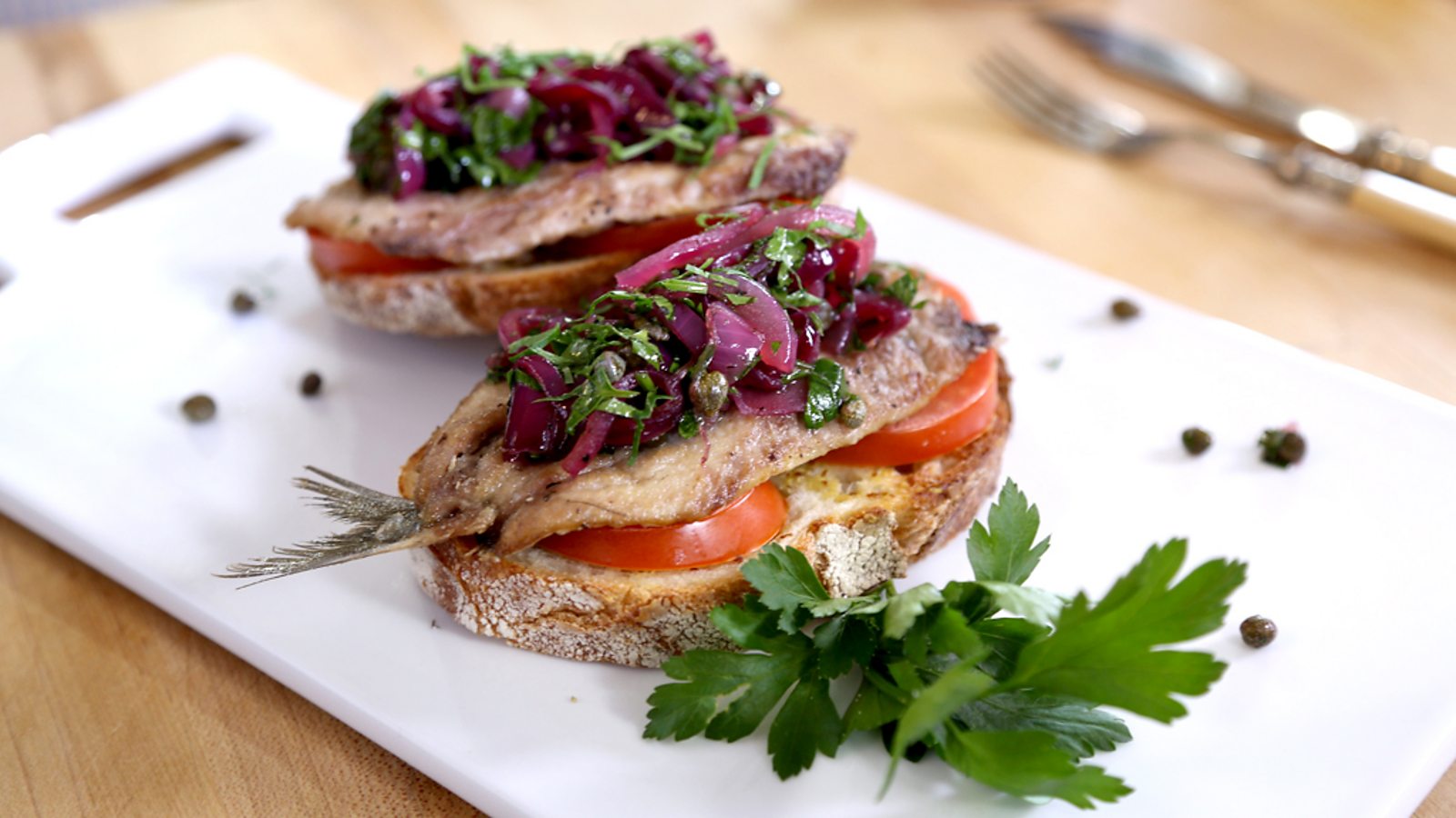 Devilled herrings with green sauce recipe BBC Food