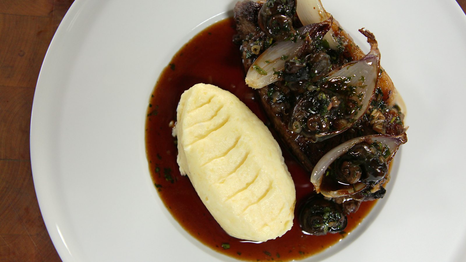 Panfried sirloin steak with red wine and snail sauce recipe BBC Food