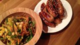Cider Glazed Sausages with Hot Slaw