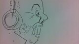 JP, as drawn by Martin Rowson, live on air