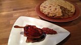 Rhubarb Bread &, Pomegranate Glazed Pork Chops with Spiced Rhubarb & Almond Chutney