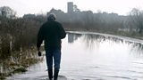 Producer Julian May recording as he tries to reach the island of Muchelney