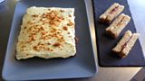 Ginger Cake with Orange & Honeycomb Frosting with Coconut Shortcake & Raspberry Jam Sandwiches
