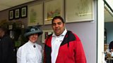Hannah McVicker with Martin talking art with Martin at The Chelsea Flower Show