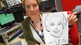 Laura with her drawing that Kev Southerlad did on air
