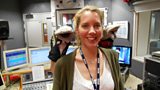 Laura with the stars of the The Scottish Falsetto Sock Puppet Theatre