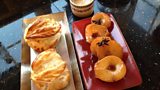 Baked Stuffed Apples in Pastry with Butterscotch Sauce and Pan Roasted Pears with Rum and Raisin Syrup
