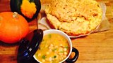 Chunky Pumpkin, Chicken and Coconut Soup with Chilli and Ginger; Curried Pumpkin Bread; Witches' Hats