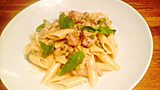 Sausage Meatballs with Pasta, Basil and Garlic Mushrooms