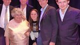 With Great Pleasure recording, l-r John Lloyd, Miriam Margolyes, Howard Goodall, Caitlin Lloyd, Hugh Laurie, Julian Rhind-Tutt