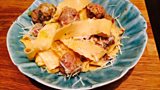Fresh Papparadelle Pasta with Italian Sausage Balls and Mushroom and Rosemary Sauce