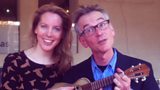 Laura with performance poet, comedian, musician and songwriter John Hegley