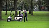 John Eakin hitting ball in Italy (with guide out of shot).